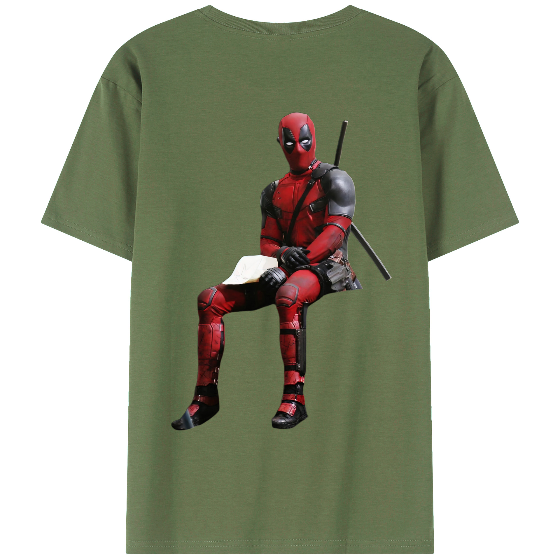 （画像用） Deadpool デッドプール 綿100％ メンズ半袖Tシャツ（バックプリント） 通気性